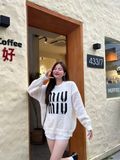 Áo tay dài bo họa tiết chữ MIUMIU - KEM - P46
