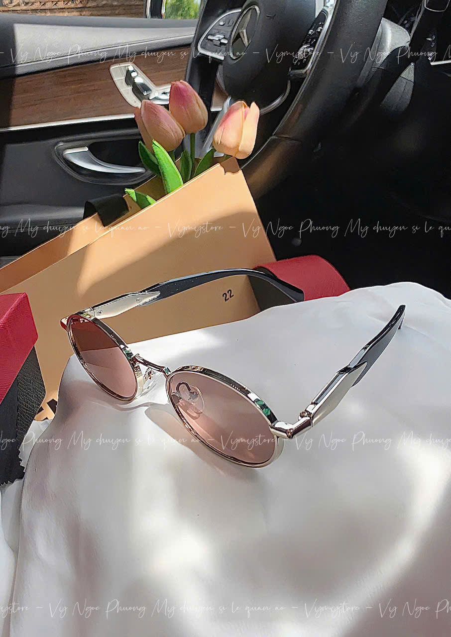 Kính PRADA gọng bầu tròn nâu trà sang chảnh - K14 ( FULLBOX )