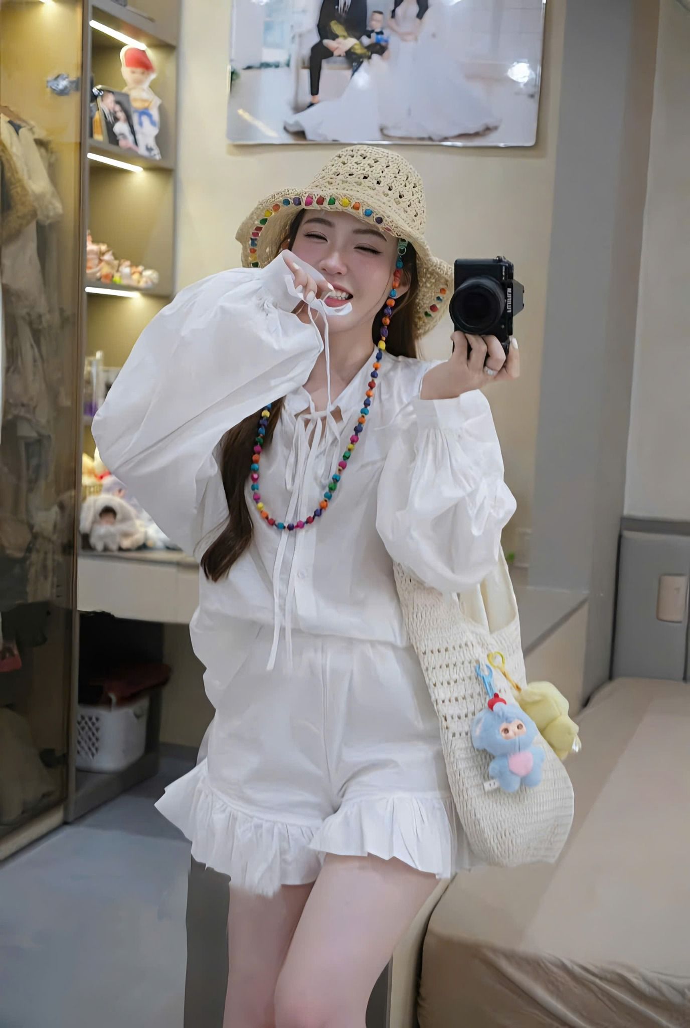 Set áo tay bồng mix quần đuôi bèo dễ thương - M31