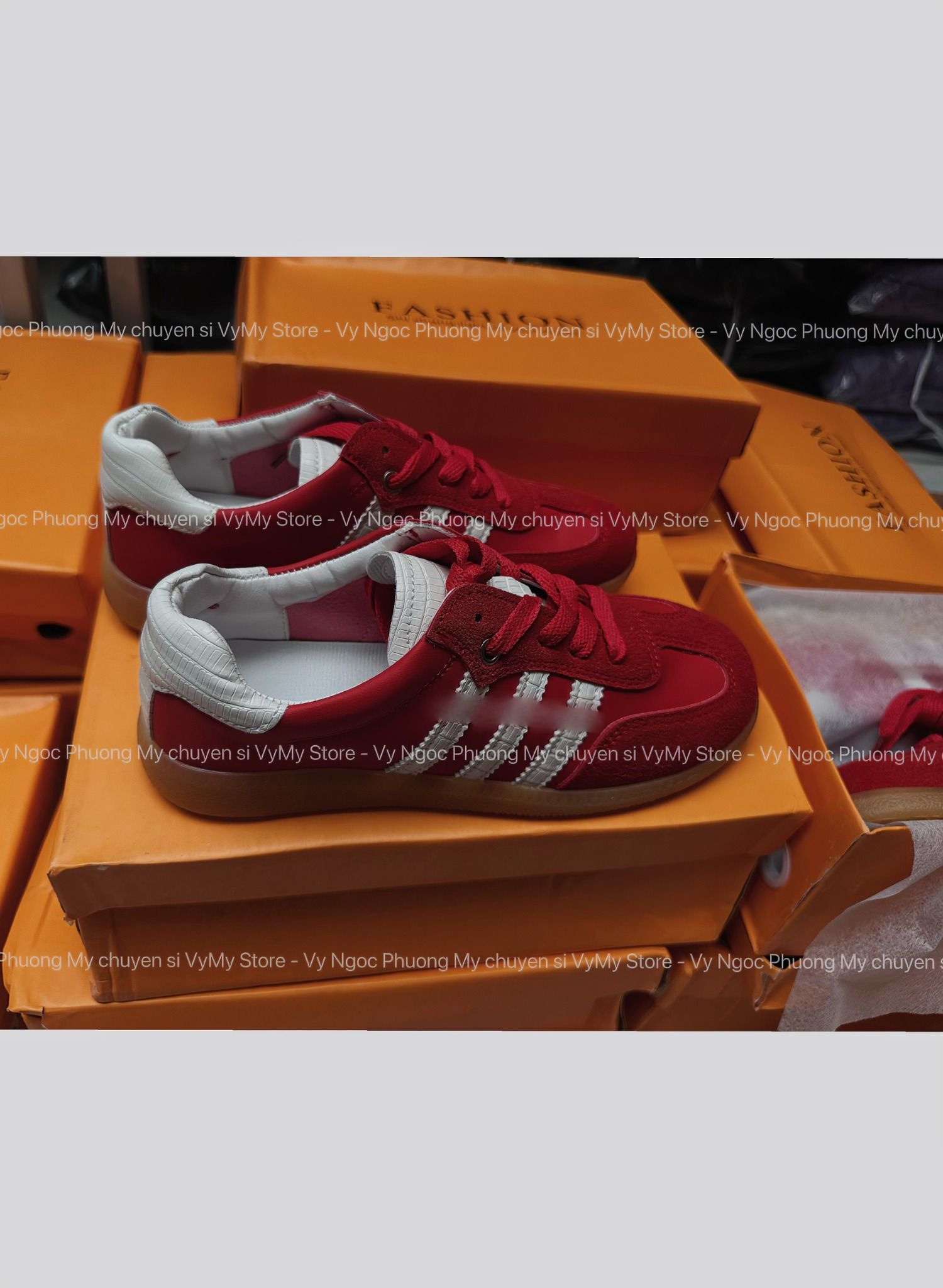 giày thể thao nữ đỏ mix trắng 2024 full box - G13