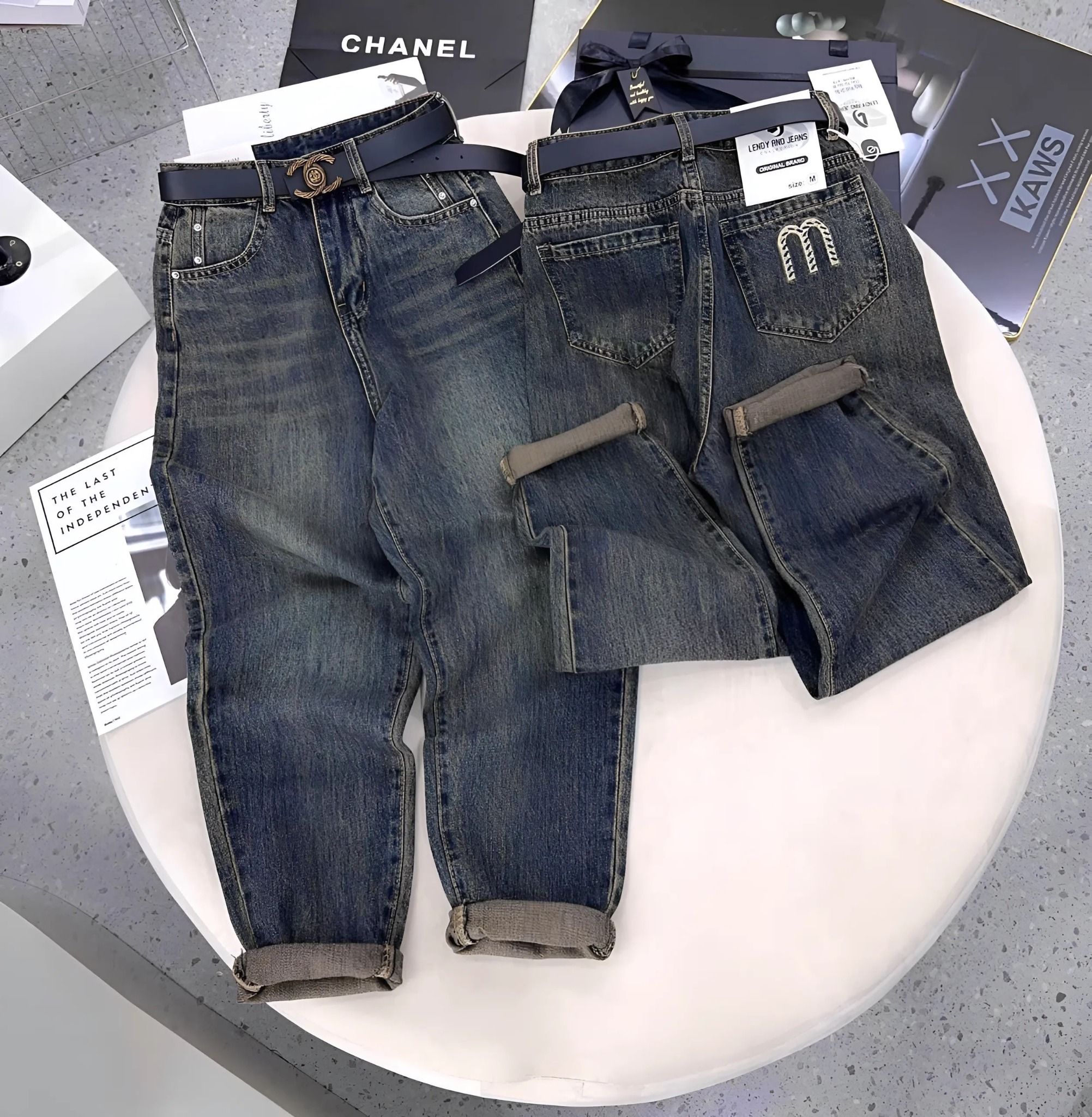 (202) Quần jean baggy thêu chữ M túi sau - H82 (S<64, M<68, L<72)
