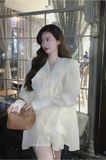 Đầm tơ bèo tay phồng cột dây nơ ( quần lót trong rời ) - KEM - H234