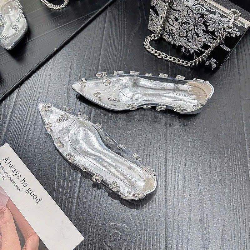 Giày búp bê mica đính đá fullbox siêu sang chảnh - U39