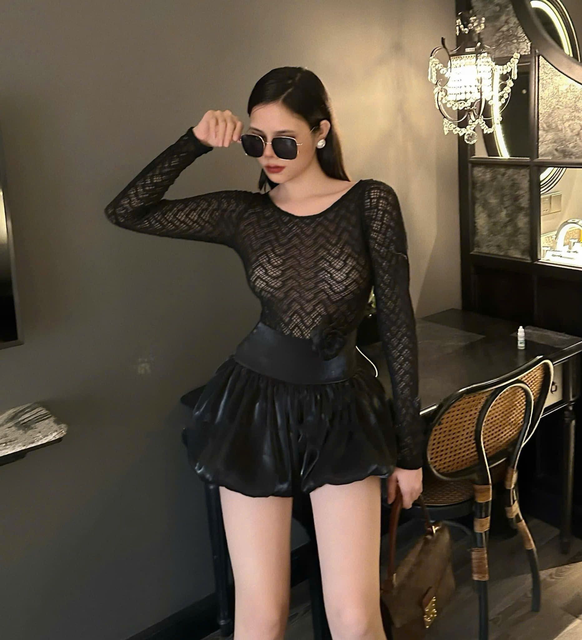 Set áo bodysuit ren mix quần bồng - ĐEN - P413 (S<66cm, M<70cm)