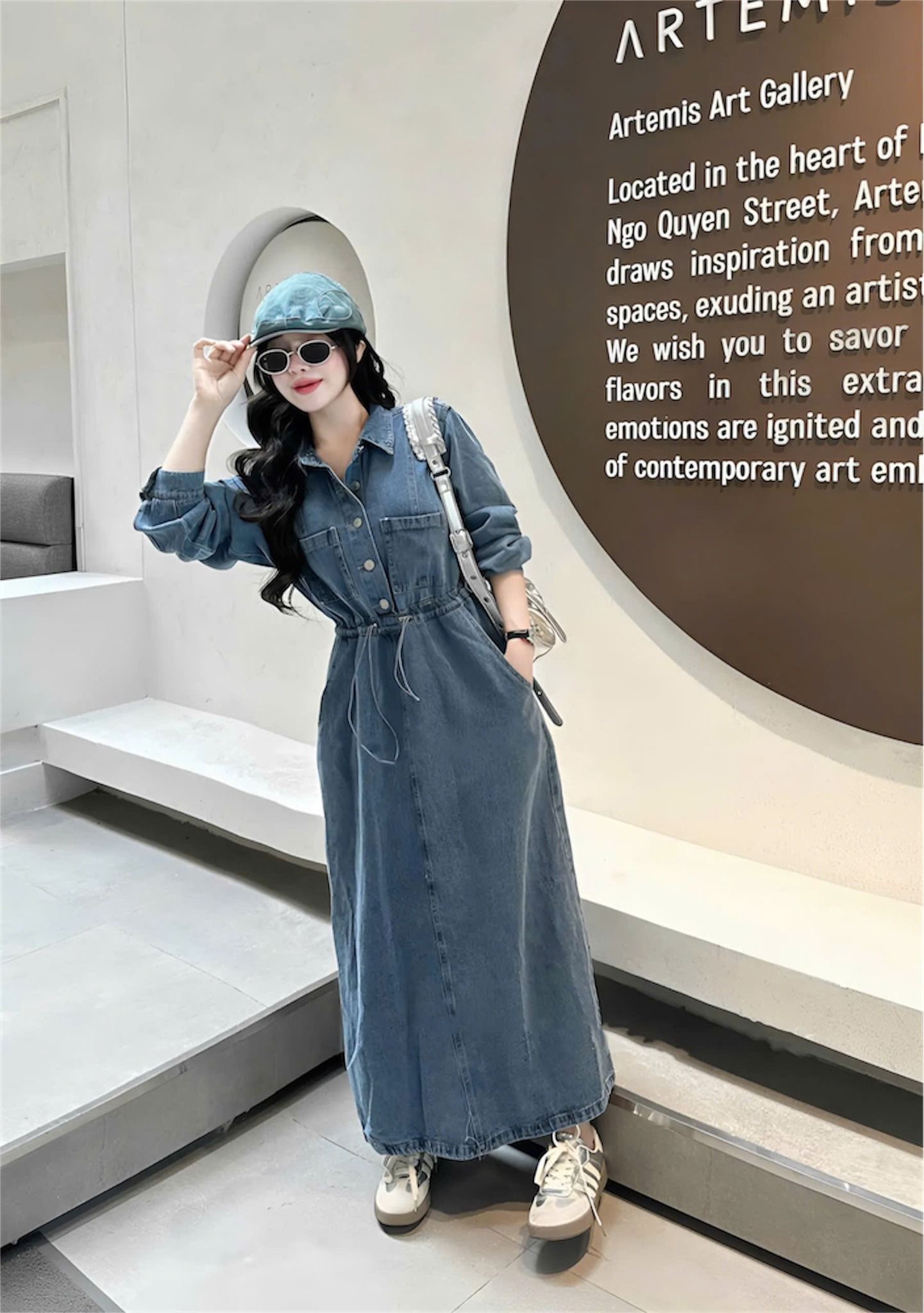 Váy bò rút eo dáng dài hot hit - ĐẬM - P481