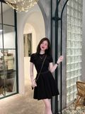 Set áo thun giấy mix chân váy xếp ly - P141 ( eo 70 mang vừa )