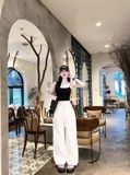 Set áo hai dây đen mix quần trắng - P157 ( FREESIZE eo<62,64cm)