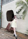 Đầm suông hai lớp sát nách chất vải phối tua rua sang chảnh - KEM - P530 ( S<52KG, M<57KG, L<62KG )