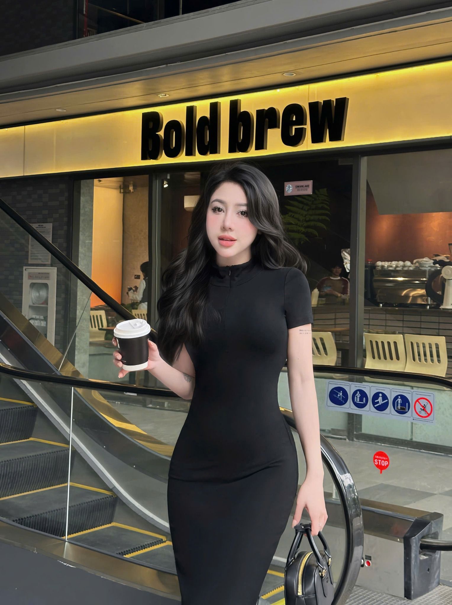 Đầm body dài cổ đức có khóa kéo tôn dáng - ĐEN - M13