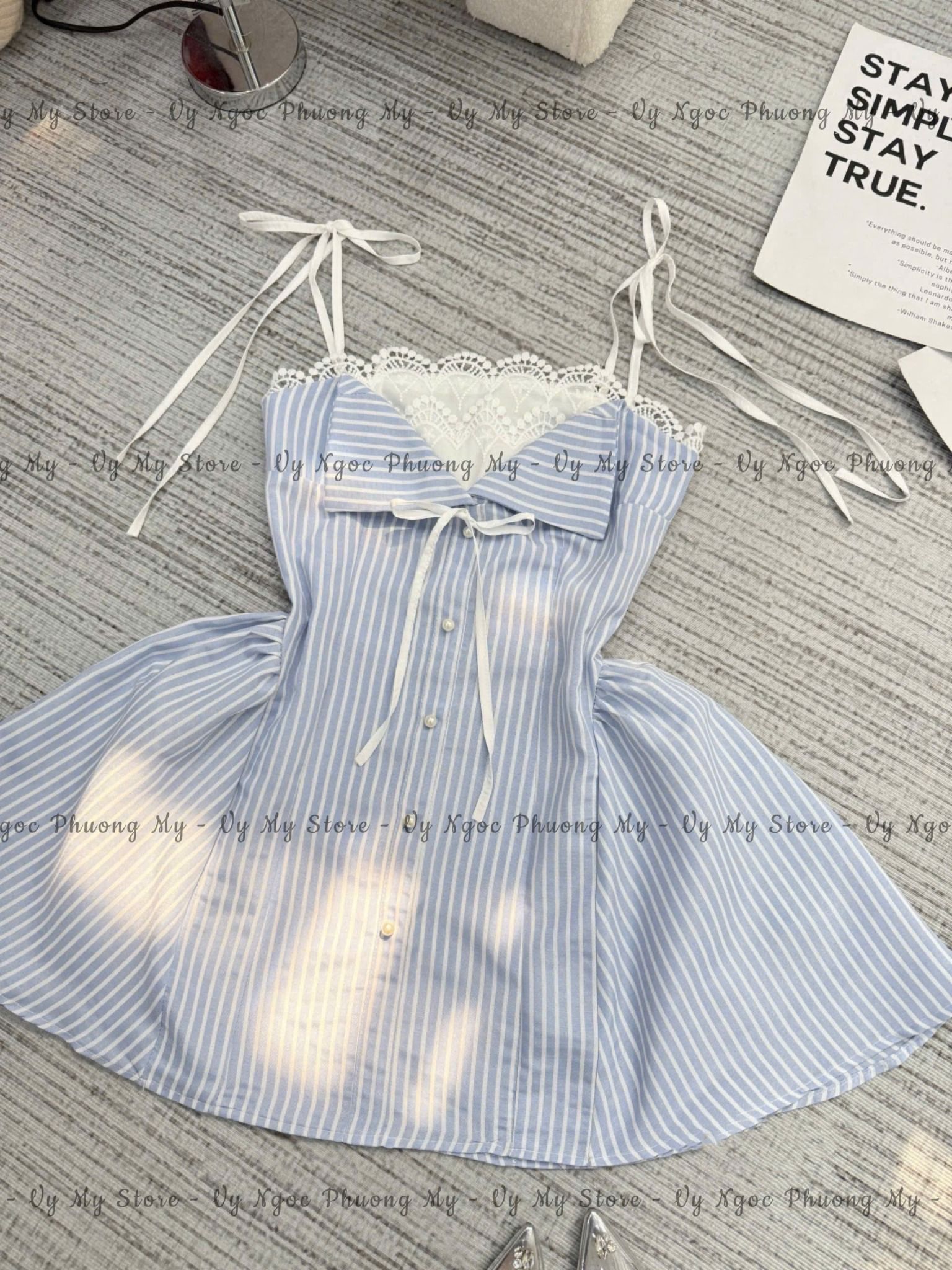 Đầm 2s lật ngực phối ren form xòe bồng bềnh tiểu thư - M230 (eo S<68, M<72)