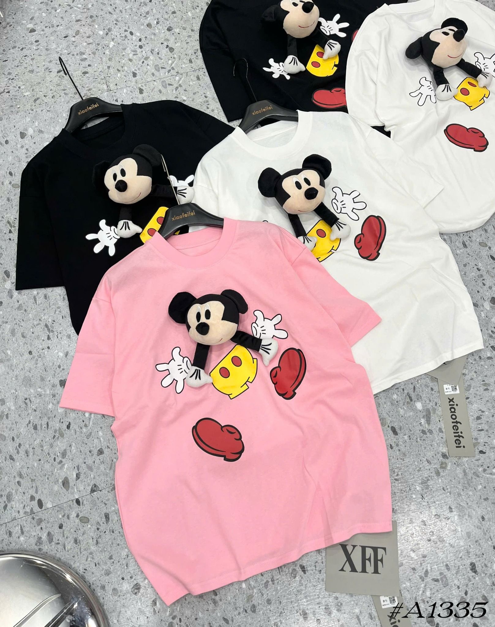 Áo phông mickey nổi siêu dễ thương form rộng - HỒNG - M335