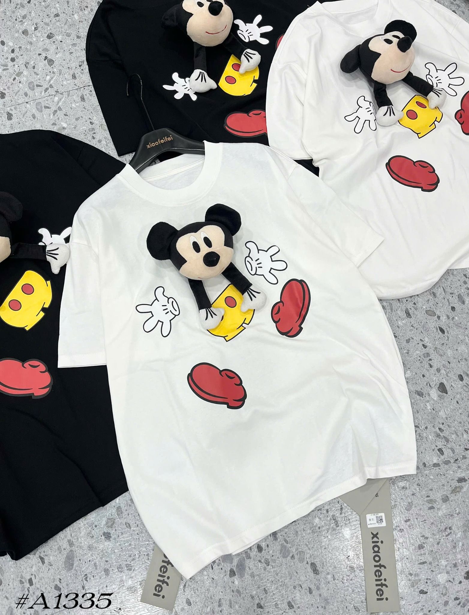 Áo phông mickey nổi siêu dễ thương form rộng - TRẮNG - M334