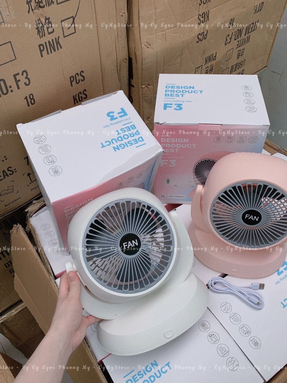 Quạt tích điện để bàn F3 xoay 180 động cơ không tiếng ồn - V464 (MÀU RANDOM)