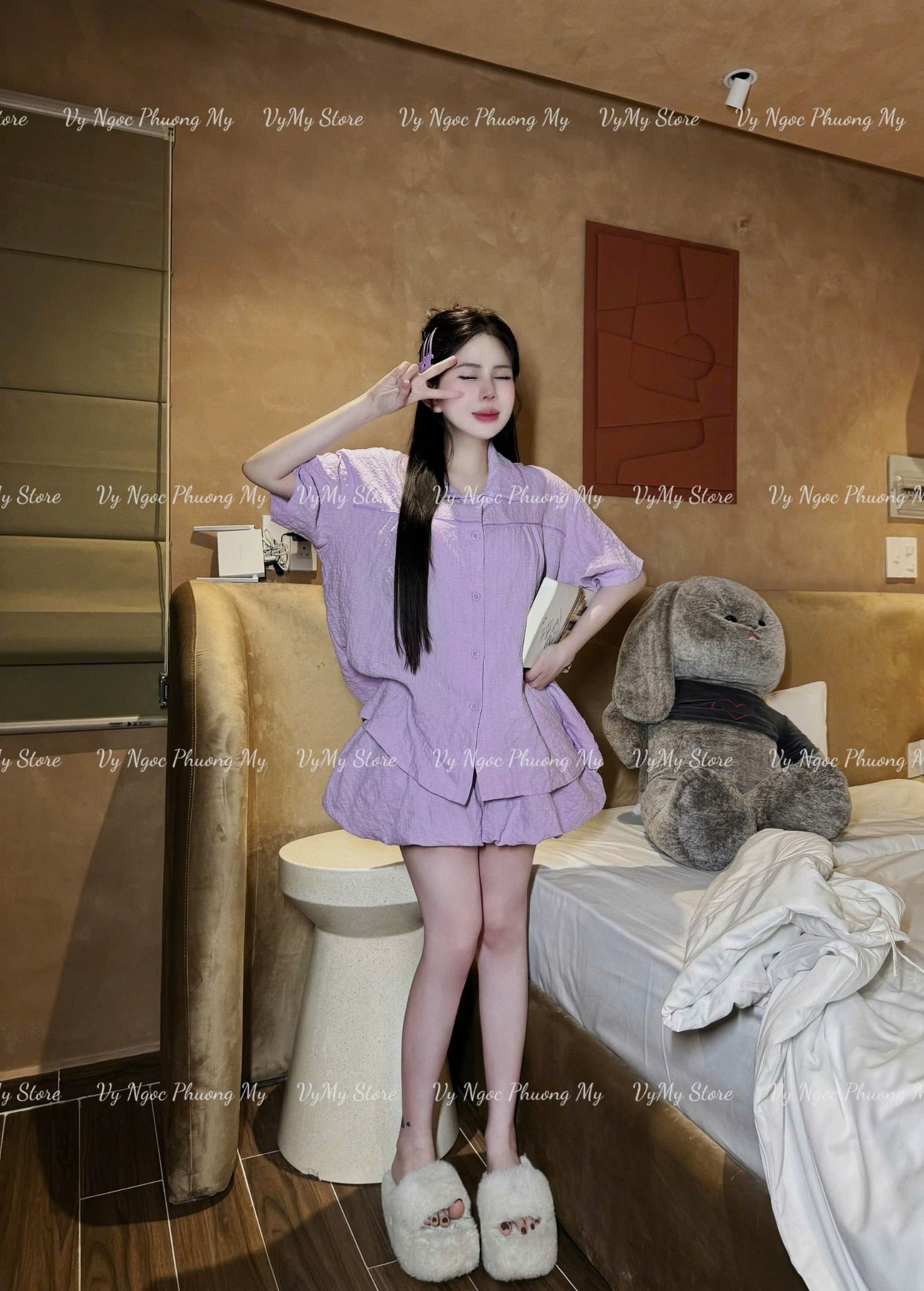 Set bộ cổ đức mix quần bí 2 lớp siêu dễ thương TRƠN - TÍM - H174 ( HÀNG SALE KHÔNG HỔ TRỢ ĐỔI TRẢ )