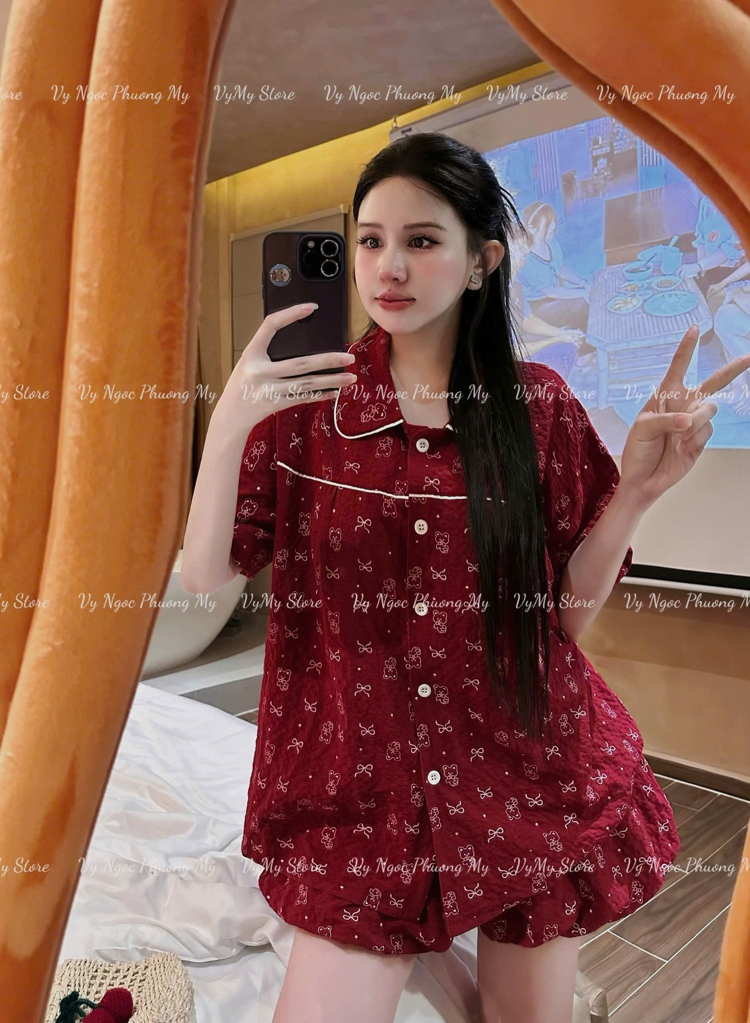 Set bộ cổ đức mix quần bí 2 lớp siêu dễ thương HỌA TIẾT - ĐÔ - H178( HÀNG SALE KHÔNG HỔ TRỢ ĐỔI TRẢ )