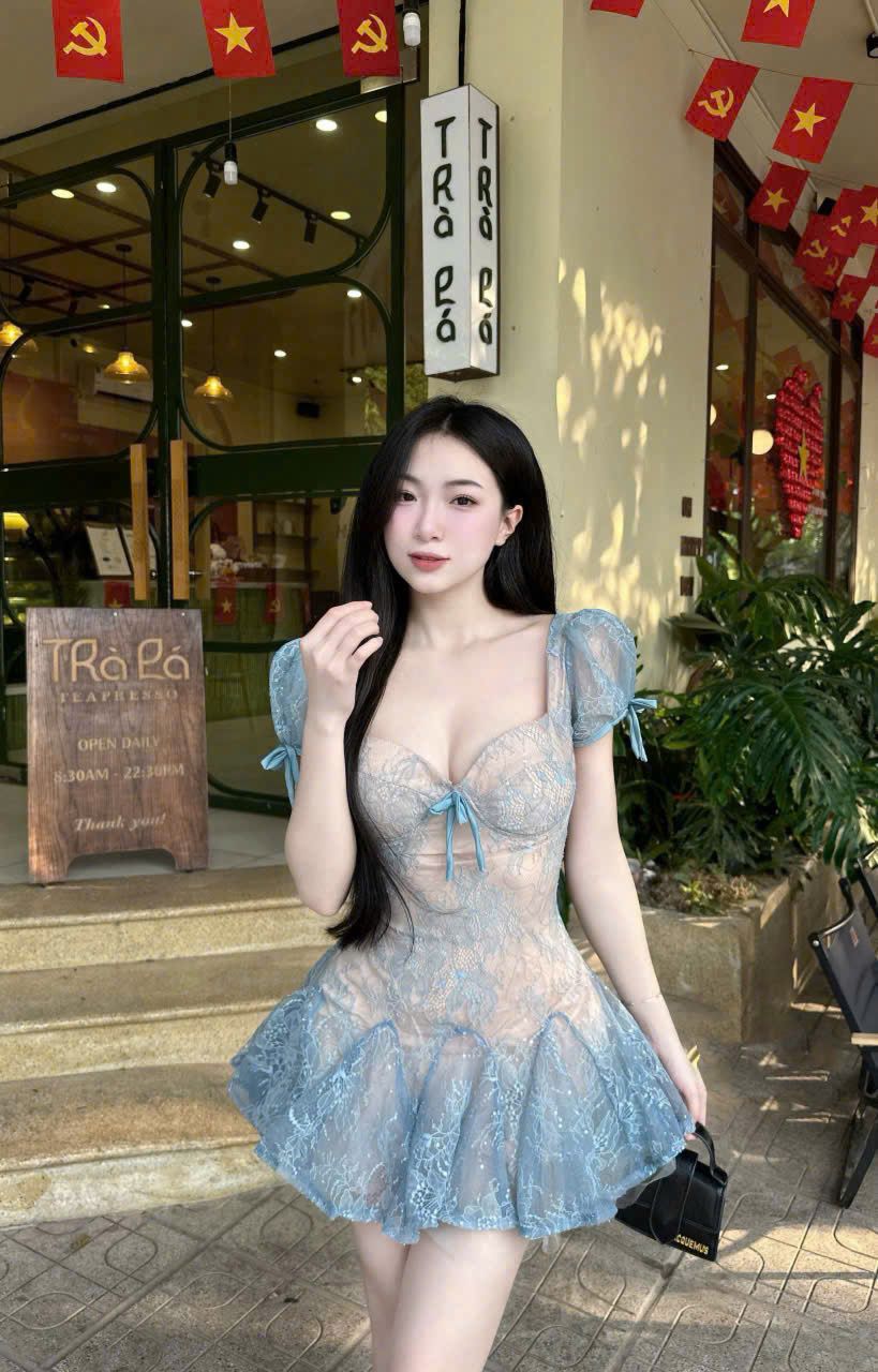 Đầm cúp ngực tay bồng ren dáng xòe hot hit - XANH - H228 (EO S<68, M<72) - HÀNG SALE LỖ KO ĐỔI TRẢ DƯỚI MỌI HÌNH THỨC