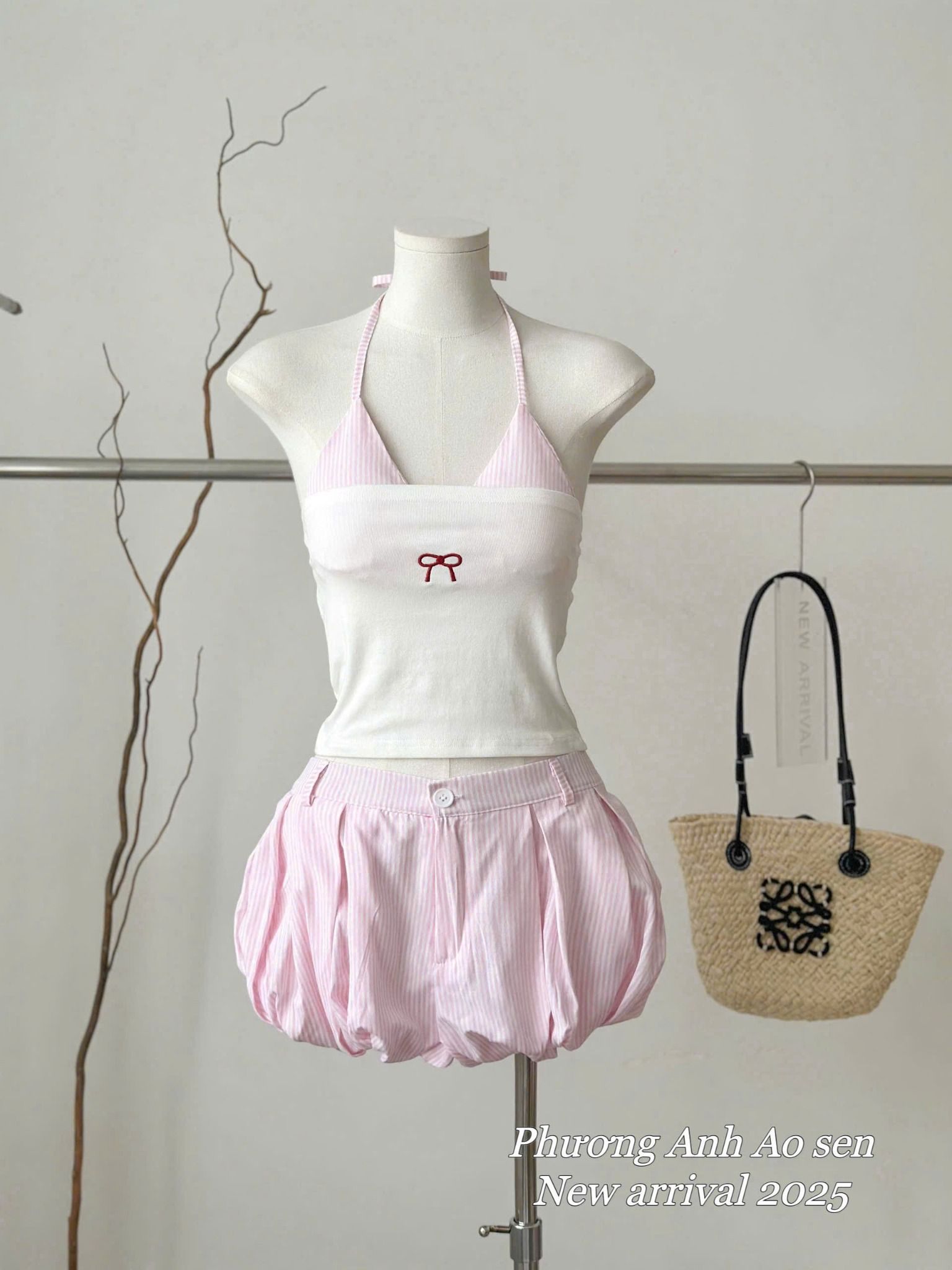Set 3 món áo bikini mix quần dáng bí kèm áo quây thêu nơ dễ thương - HỒNG - H246 (EO S<68, M<72) - HÀNG SALE LỖ KO ĐỔI TRẢ DƯỚI MỌI HÌNH THỨC