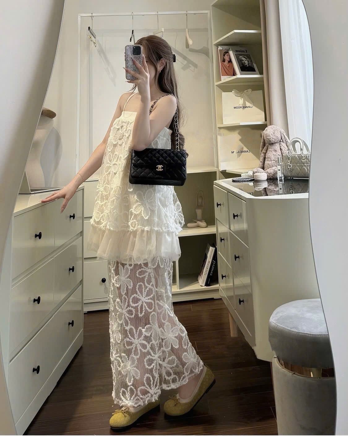 Set áo hai dây họa tiết ren phối mix chân váy dáng dài diện được 2 kiểu - H268 - HÀNG SALE LỖ KO HỖ TRỢ ĐỔI TRẢ