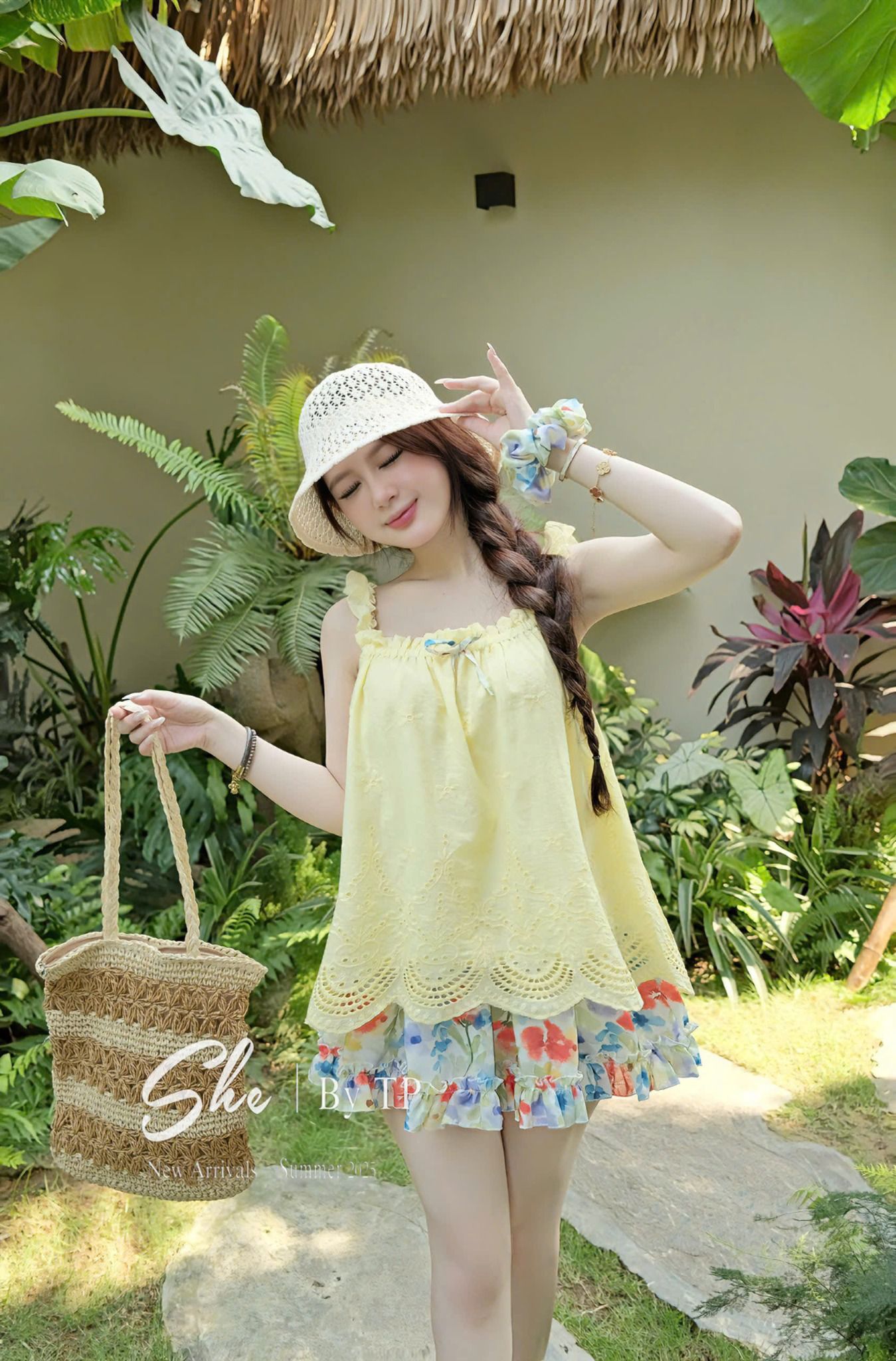Set 3 món áo hai dây đính nơ mix chân váy họa tiết kèm buộc tóc - VÀNG - H322 (tính màu áo) - HÀNG SALE LỖ KO ĐỔI TRẢ DƯỚI MỌI HÌNH THỨC