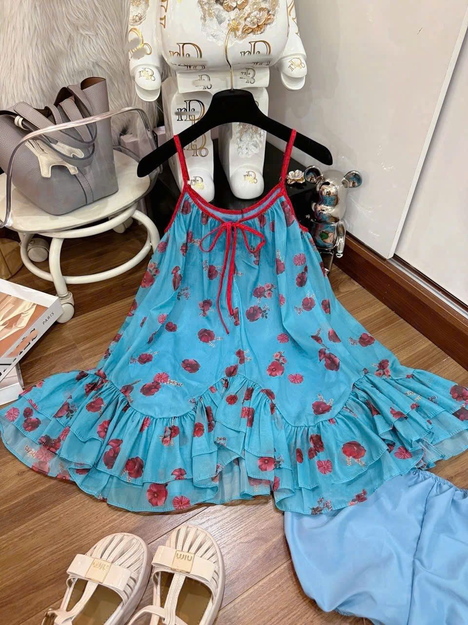 Váy 2s form xòe dáng ngắn họa tiết hoa hot trend - T164