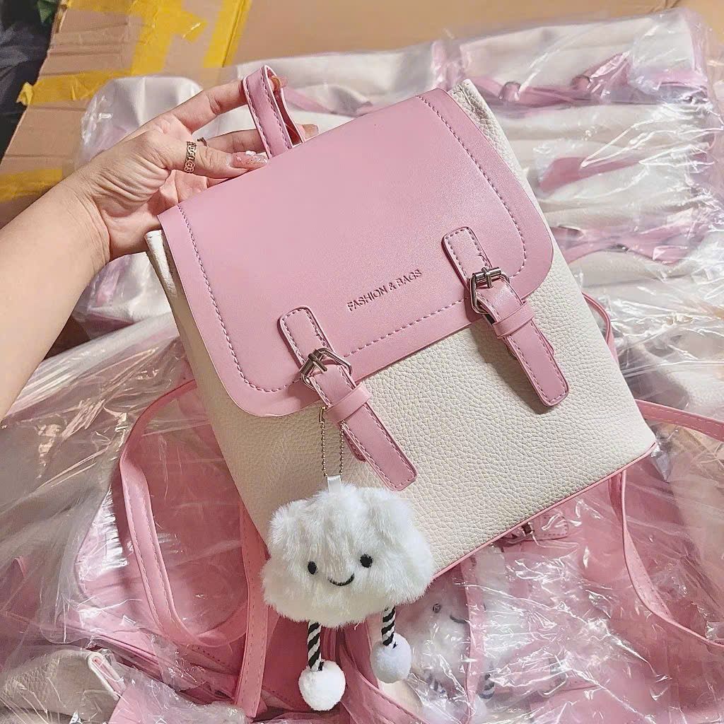 Balo mini da PU kèm tag đám mây siêu dễ thương - T234