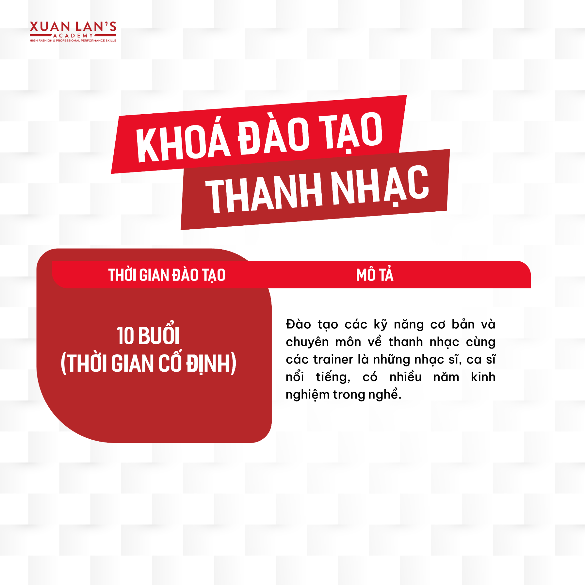 Khoá Đào tạo Thanh nhạc