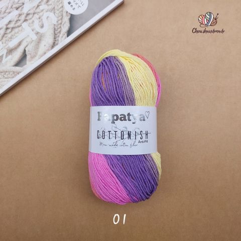Cuộn len An-ti Pilling Papatya Cottonish nhập khẩu từ Papatya, đan móc áo, váy, áo Crop-top, nón