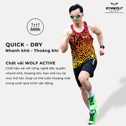 Áo Singlet Chạy Bộ Wolf Active Vui Vẻ 1, Áo Chạy Bộ Cao Cấp, Quick Dry, Nhanh Khô, Co Giãn 4 Chiều