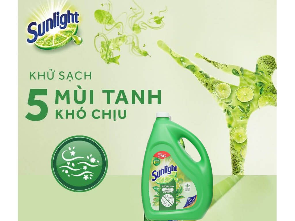 NƯỚC RỬA CHÉN SUNLIGHT TRÀ XANH NHẬT 3.6KG*3 CAN