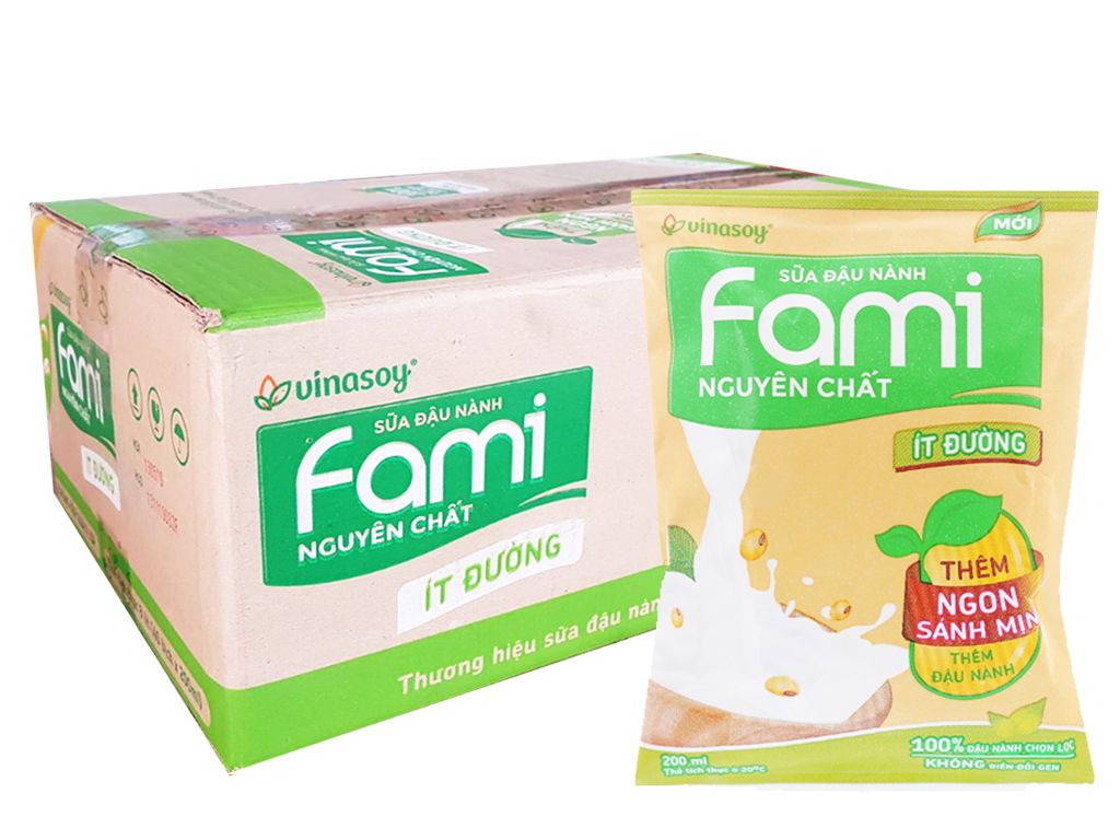 THÙNG SỮA FAMI NƯỚC 200ML ÍT ĐƯỜNG 40 BỊCH/TH