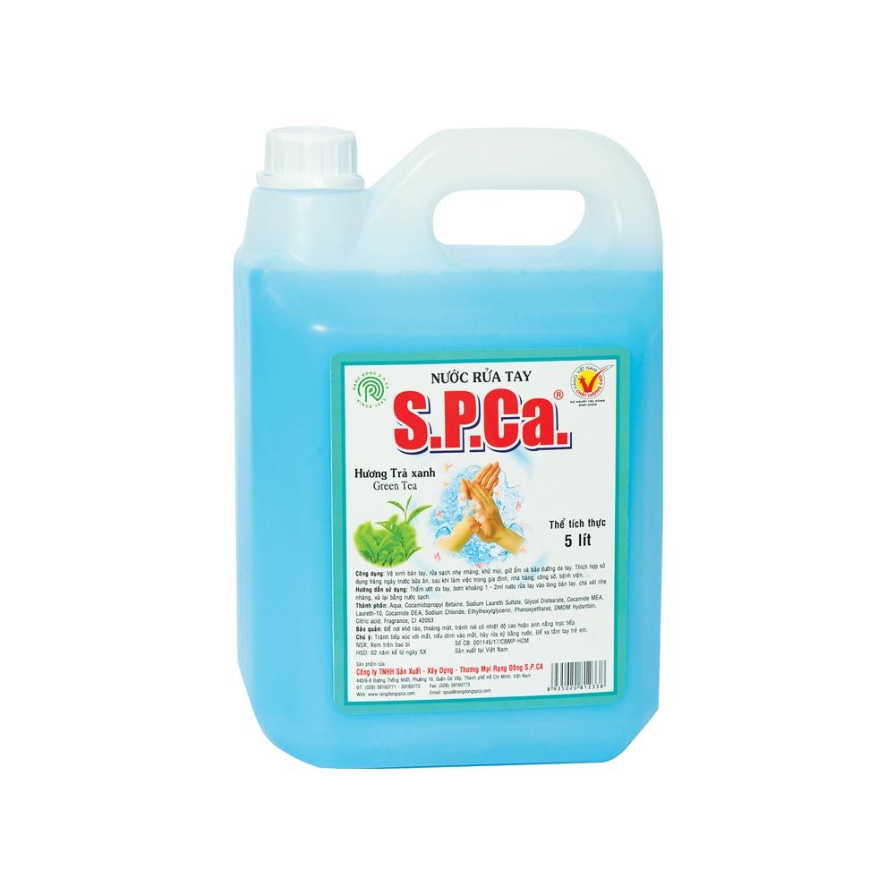 NƯỚC RỬA TAY SPCA 5 LÍT-HƯƠNG TRÀ XANH X 4 BÌNH