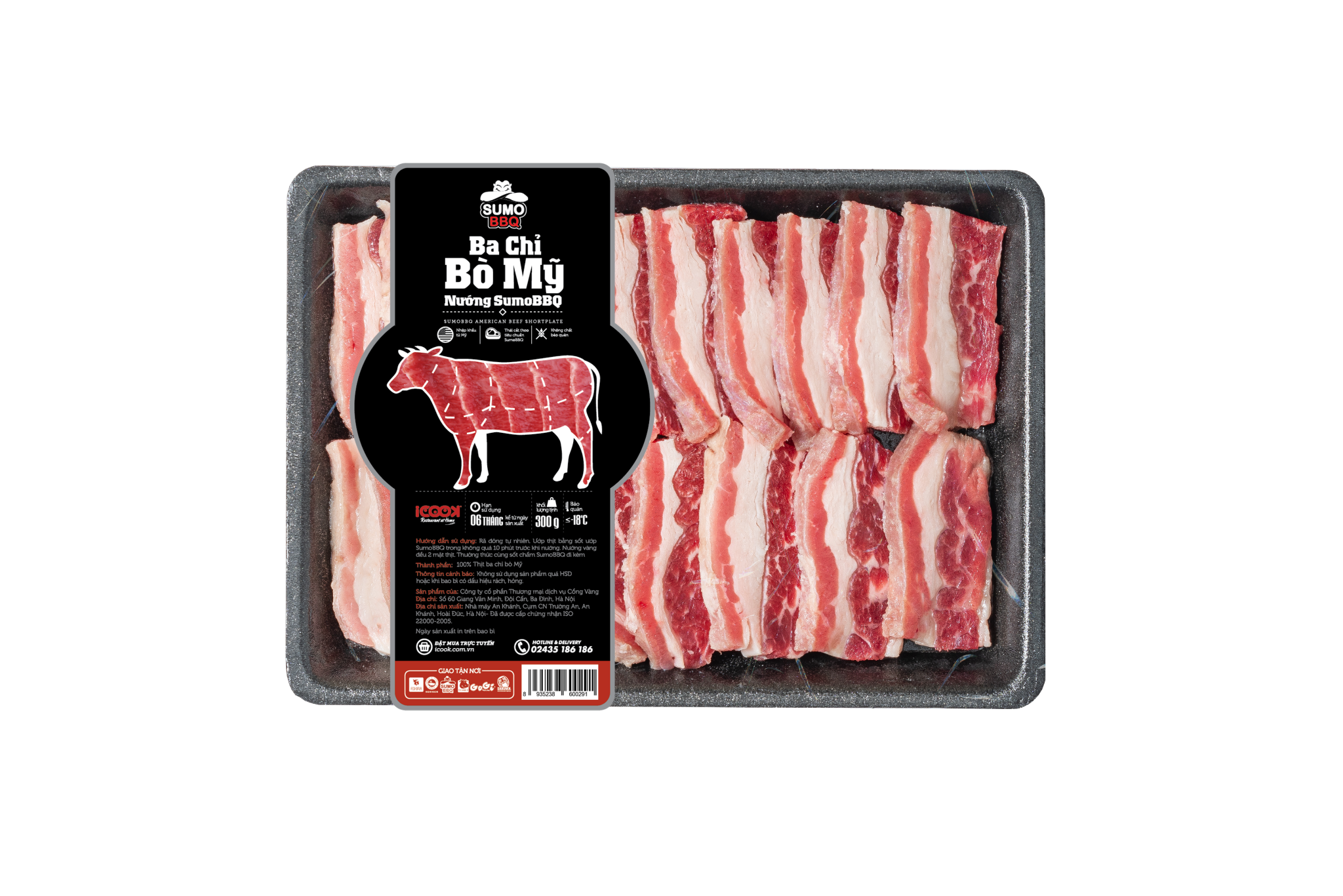 Ba chỉ bò mỹ nướng iCook 300gr