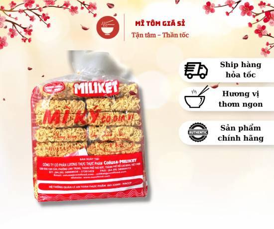 MÌ KÝ CÓ GIA VỊ MILIKET 1KG(10 TÚI/TH/16 VẮT)