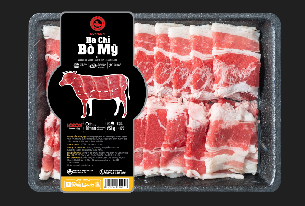 Ba chỉ bò mỹ bào iCook 250gr