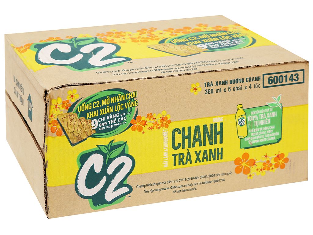 THÙNG NƯỚC TRÀ XANH C2 HƯƠNG CHANH 360ML