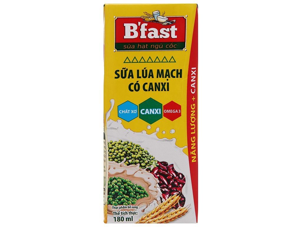 SỮA LÚA MẠCH B'FAST CÓ CANXI - NGŨ CỐC 12BL X 4 HỘP X 180ML