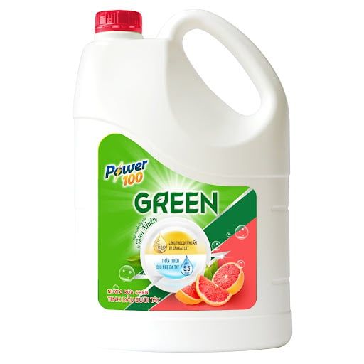 NƯỚC RỬA CHÉN POWER 100 GREEN TINH DẦU BƯỞI TÂY 3.6KG X 4 CAN