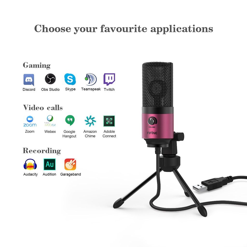 FIFINE K669 USB MICROPHONE WITH VOLUME DIAL FOR PODCASTING, RECORDING ON WINDOWS AND MAC