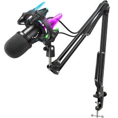 Fifine K651 - Micro thu âm đèn RGB kèm shock mount và giá đỡ scissor arm stand