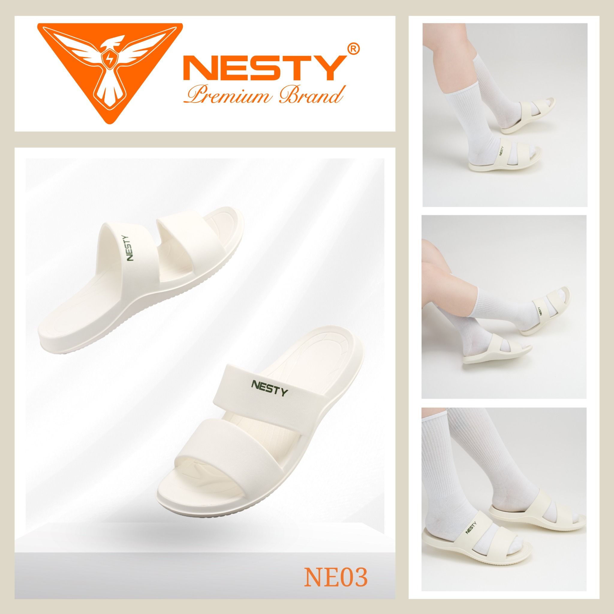 Dép Hai Quai Unisex NESTY Nhẹ Bền Chống Trơn Kiểu Dáng Dép 2 Quai Ngang Thời Trang Basic NE03