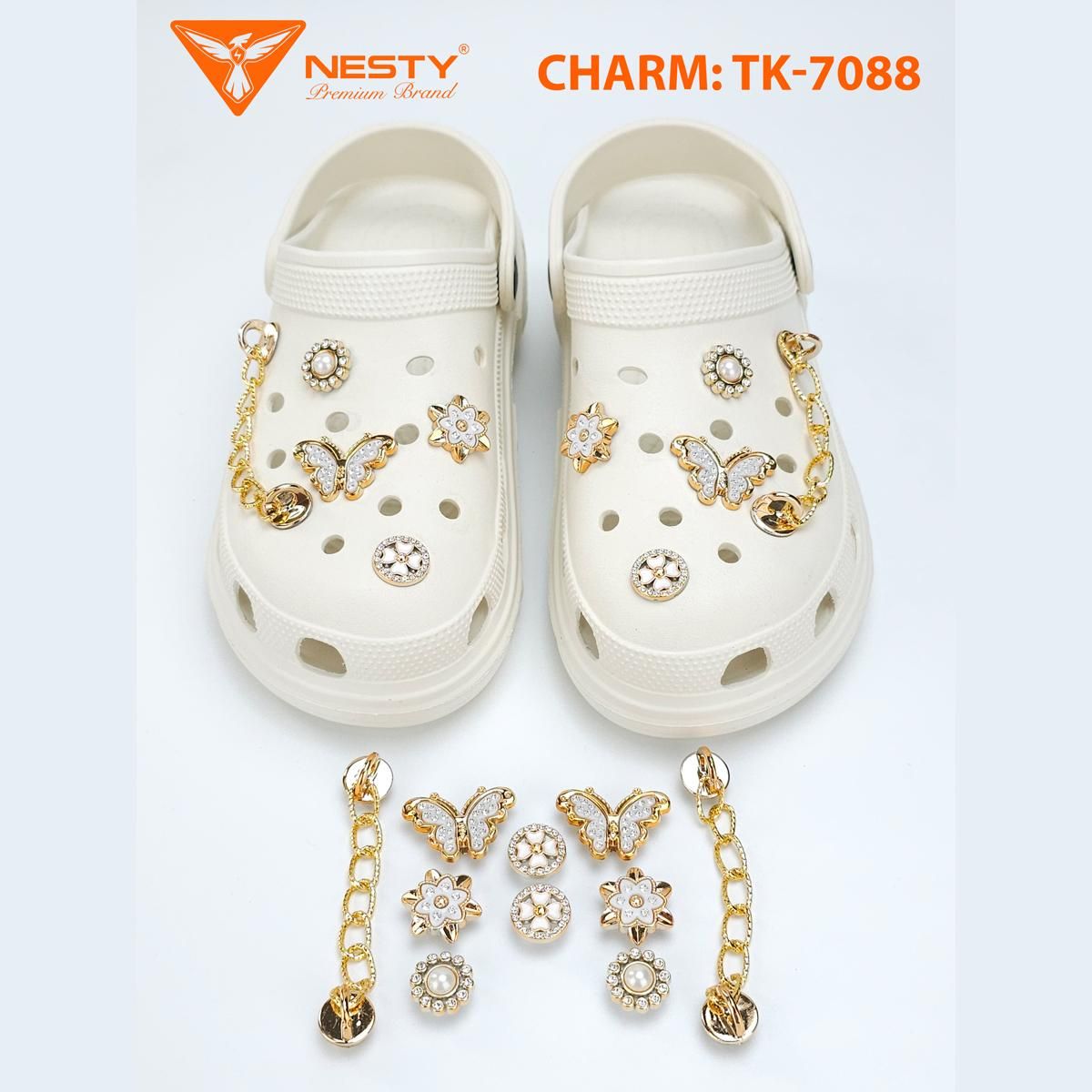 Bộ charm sticker trang trí gắn dép theo chủ đề- Chất liêu nhựa xi mạ cao cấp, cao su, nhựa PVC