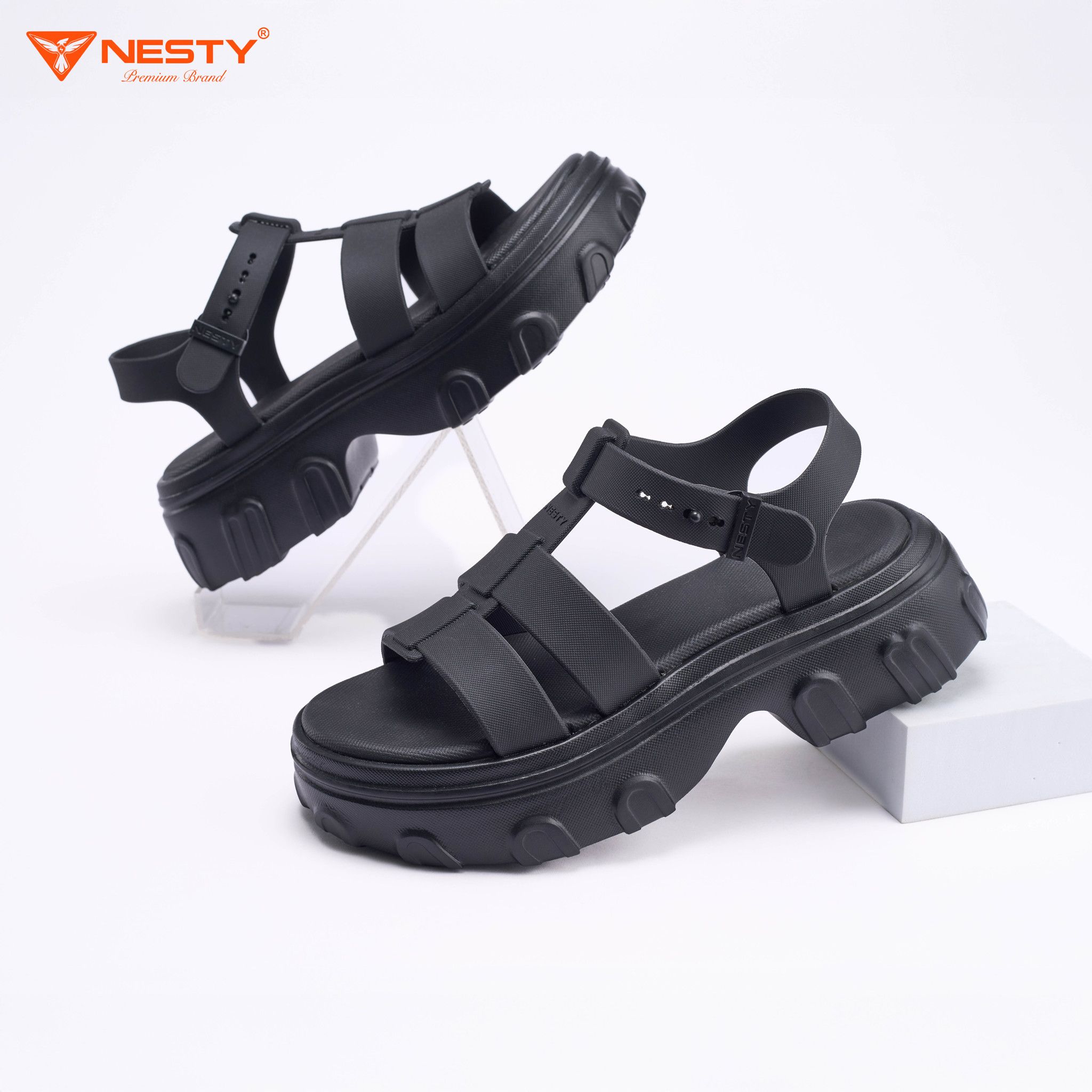 DÉP SANDAL ĐẾ CAO QUAI NGANG CAO CẤP THƯƠNG HIỆU NESTY MÃ NE31