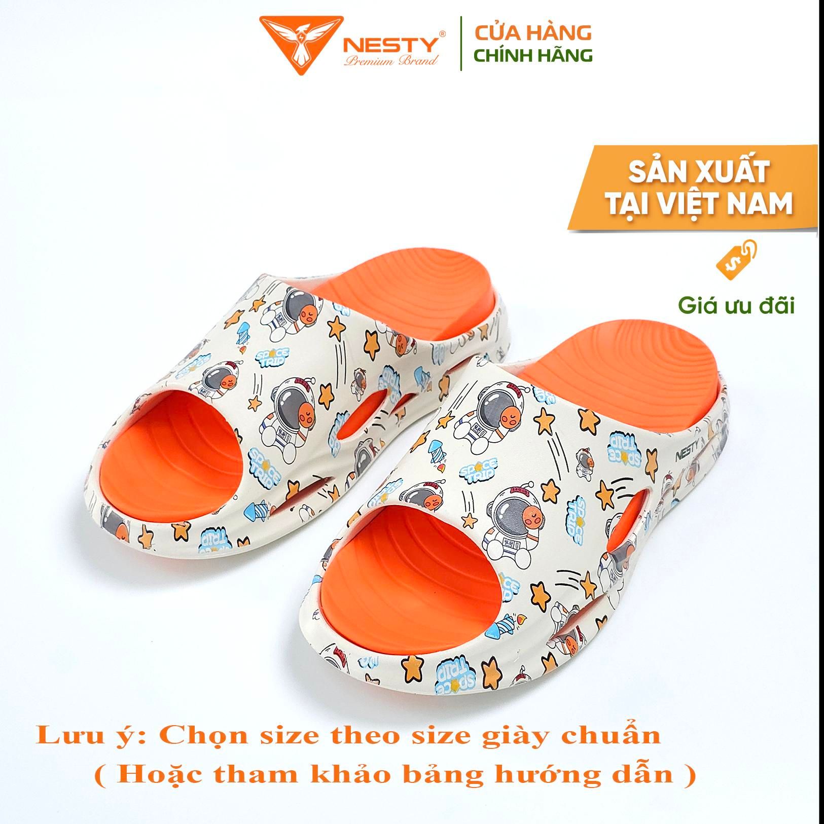 Dép Quai Ngang Nam Nữ NESTY In HỌA TIẾT PHI HÀNH GIA Dễ Thương Đế Dép Đúc Nguyên Khối Thời Trang Phối Màu NE06-03 Đế Bằng