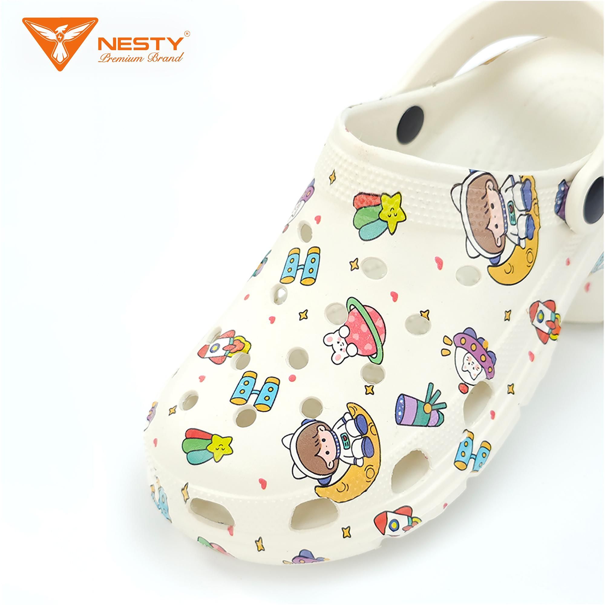 Dép Sục Nữ Nam NESTY Họa Tiết Hình Mini Kiểu Dáng Sục Đế Cao Eva Mềm Mại Chống Trơn NE01-6 Hoa Đế Bằng