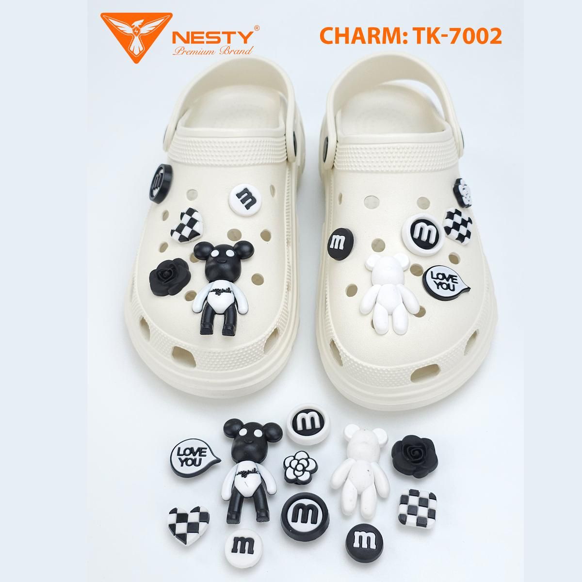 Bộ charm sticker trang trí gắn dép theo chủ đề- Chất liêu nhựa xi mạ cao cấp, cao su, nhựa PVC
