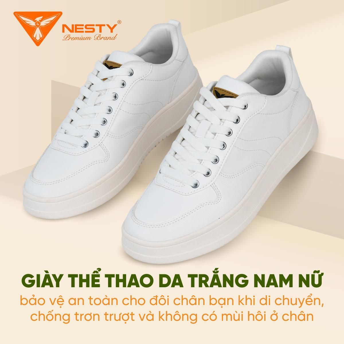 Giày Sneaker Nữ Trắng Đen Kem NESTY Chất Liệu Cao Su Tổng Hợp Siêu Nhẹ