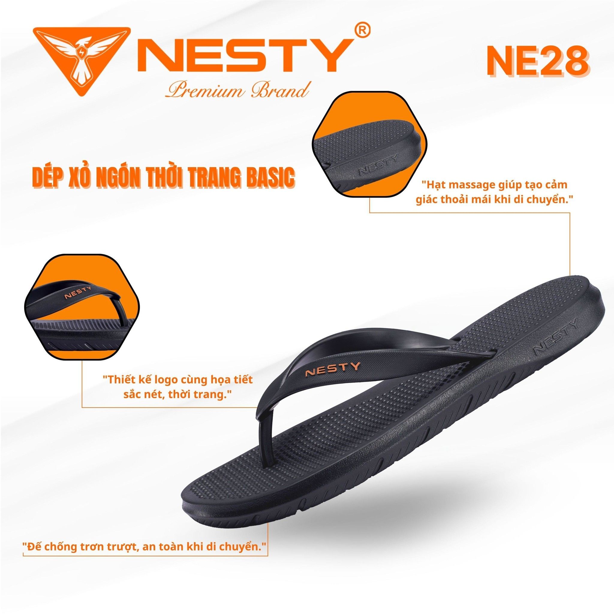 DÉP KẸP SIÊU NHẸ QUAI TPU NHÃN HIỆU NESTY MÃ NE28