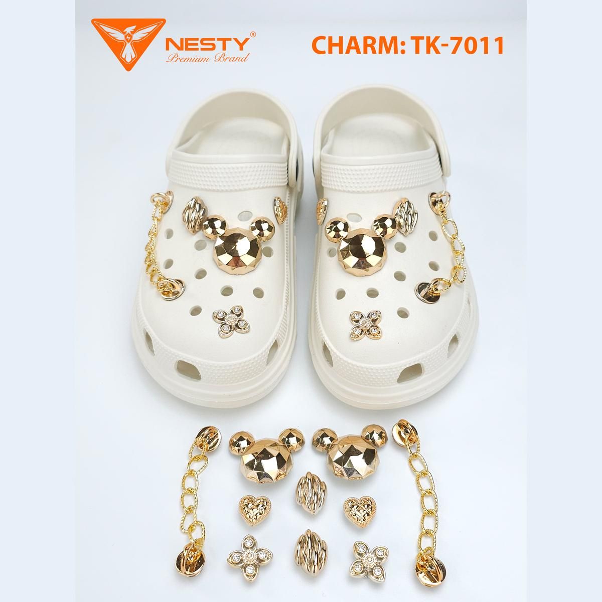 Bộ charm sticker trang trí gắn dép theo chủ đề- Chất liêu nhựa xi mạ cao cấp, cao su, nhựa PVC
