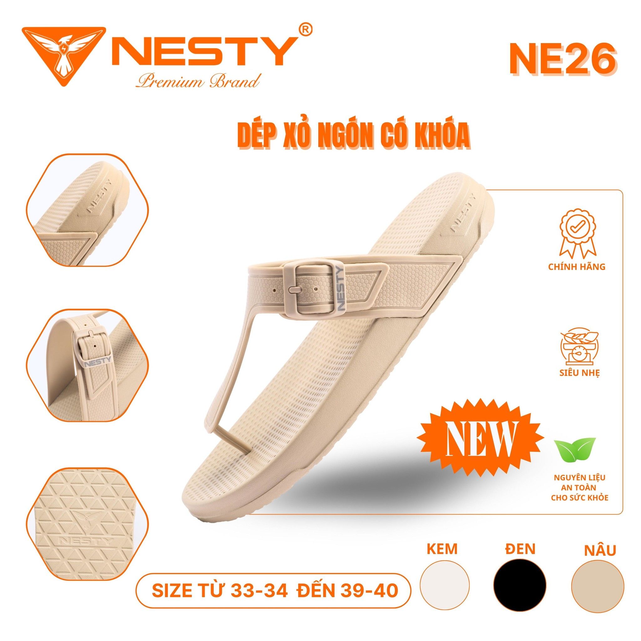 DÉP XỎ NGÓN NESTY KẾT HỢP KHÓA CÀI TĂNG CHỈNH HÃNG-TIỆN LỢI MÃ NE26