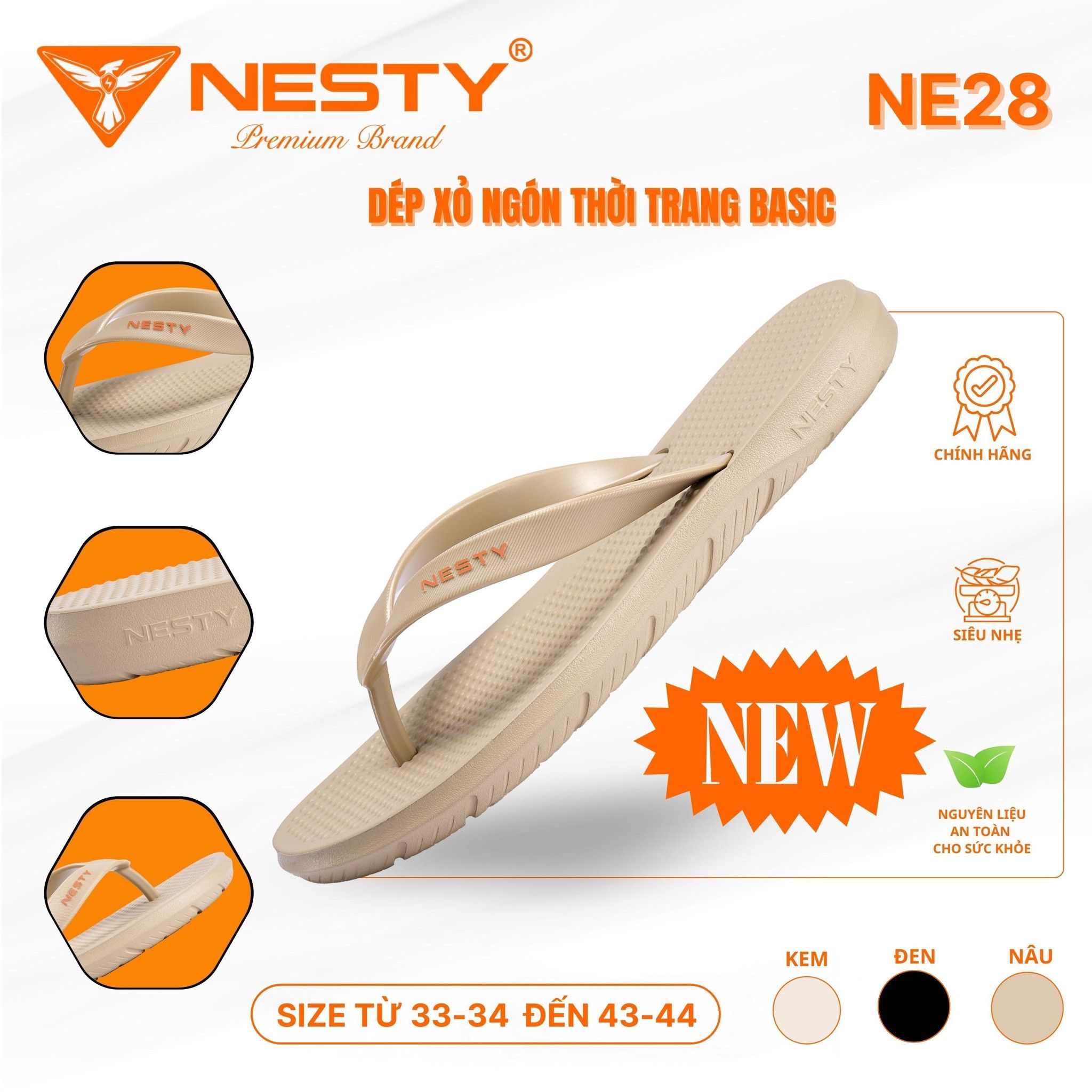 DÉP KẸP SIÊU NHẸ QUAI TPU NHÃN HIỆU NESTY MÃ NE28